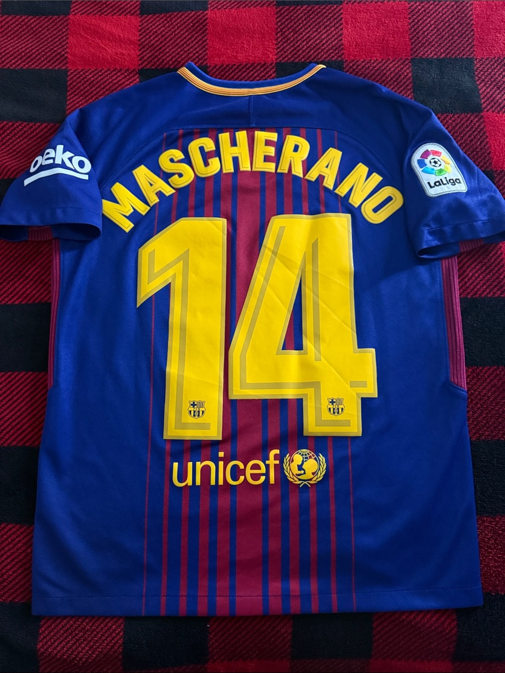FC Barcelona #14 Javier Mascherano 2017-18 Nike La Liga Youth Home Jersey